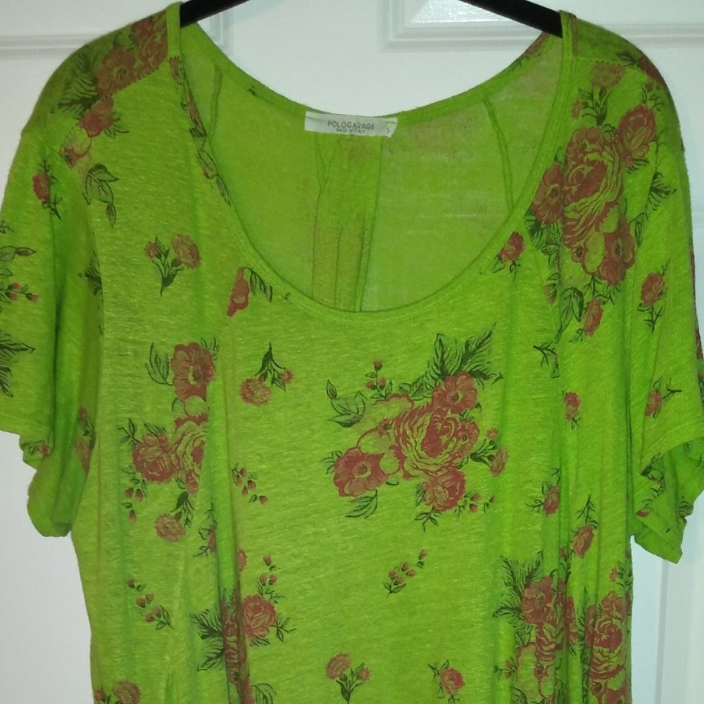 Polo Garage: Women's Green 100% Linen Blouse / Tunic